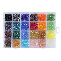 Krystalperler, Krystal, med Plastboks, Runde, AB farve forgyldt, du kan DIY & facetteret, blandede farver, 190x130x22mm, Ca. 1200pc'er/Box, Solgt af Box
