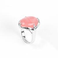 Gemstone Finger Ring, Messing, met Edelsteen, verschillende materialen voor de keuze & uniseks, nikkel, lood en cadmium vrij, 22x17mm, Verkocht door PC