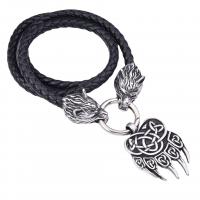 PU Leather Cord Necklace with 316 Stainless Steel Claw Vacuum Ion Plating fashion jewelry & for man & blacken Sold By PC