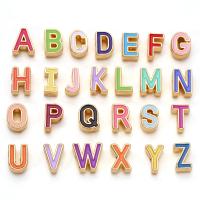 Zinc Alloy Alphabet Beads Alphabet Letter gold color plated double-sided enamel & DIY mixed colors nickel lead & cadmium free 4.5-10mm Approx 1.6mm Sold By Bag
