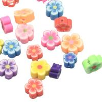 Polymer Clay Gyöngyök, Plum Blossom, ecsetkezelés, DIY, kevert színek, 5.5-8x4-5mm, Lyuk:Kb 1mm, Kb 500PC-k/Bag, Által értékesített Bag