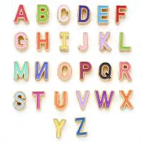 Zink legering alfabetet pärlor, Zink Alloy, Alfabetsbokstav, guldfärg pläterade, 10 stycken & dubbelsidig emalj & DIY, fler färger för val, nickel, bly och kadmium gratis, 4-5x6-8.5x10mm, Hål:Ca 1.6mm, Säljs av Bag