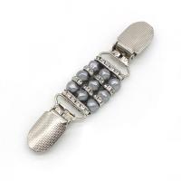 Zinc Alloy Sweater Shawl Clip with Plastic Pearl with rhinestone Sold By PC
