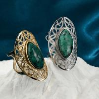 Gemstone Finger Ring, 304 roestvrij staal, met Natuursteen, mode sieraden & voor vrouw, meer kleuren voor de keuze, 35x20mm, Verkocht door PC