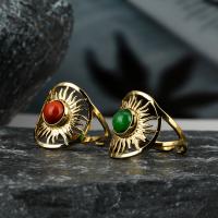 Gemstone Finger Ring, 304 roestvrij staal, met Natuursteen, mode sieraden & voor vrouw, meer kleuren voor de keuze, 20x20mm, Verkocht door PC