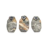 Agate Jewelry Pendants Crazy Agate with Rhinestone Clay Pave & Resin & Brass irregular silver color plated DIY Sold By PC