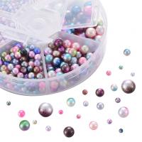 ABS Plast Pärlor, med Plastlåda, Rund, toningsfärg & DIY, fler färger för val, 2.5/3/4/5/6/8mm, Ca 1253PC/Box, Säljs av Box