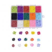 Ogenomskinligt glas Seed Beads, Glaspärlor, med Plastlåda, Rund, regnbåge, DIY & 15 celler, blandade färger, nickel, bly och kadmium gratis, 140x100x30mm, Säljs av Box