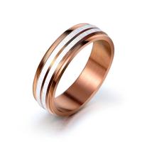 Titanium Steel Finger Ring Donut stoving varnish fashion jewelry & Unisex rose gold color 6mm Sold By PC