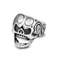 Titanium Steel Finger Ring Skull fashion jewelry & blacken original color 25.4mm 6.4mm Sold By PC