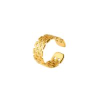 304 Stainless Steel Cuff Finger Ring 18K gold plated Adjustable & for woman & hollow Sold By PC