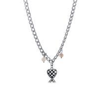 Zinc Alloy Jewelry Necklace with 1.97inch extender chain Heart fashion jewelry & Unisex & with rhinestone nickel lead & cadmium free 20mm Length Approx 15.94 Inch Sold By PC