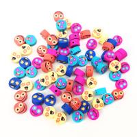 Polymer Clay Beads Flat Round facial expression series & DIY mixed colors 10mm Approx Sold By Bag