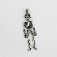 Zinc Alloy Skull Pendants Skeleton silver color plated DIY & Halloween Jewelry Gift silver color nickel lead & cadmium free Sold By Bag