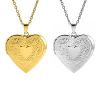 Fashion Locket Necklace 304 Stainless Steel Heart with photo locket & Unisex Length Approx 19.69 Inch Sold By PC