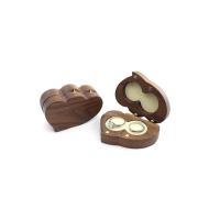 Walnut wood Couple Ring Box with Velveteen Heart portable & dustproof nickel lead & cadmium free Sold By PC