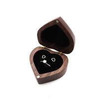 Wood Ring Box Walnut wood Heart portable & dustproof nickel lead & cadmium free Sold By PC