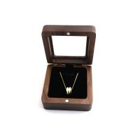 Walnut wood Necklace Box with Velveteen Square portable & dustproof brown nickel lead & cadmium free Sold By PC