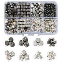Perles en plastique revêtue de cuivre, plastique revêtu de cuivre, avec Boîte en plastique, DIY, couleurs mélangées, 108x70x23mm, Vendu par boîte
