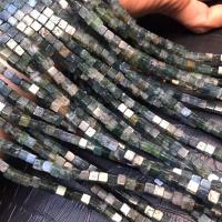 Moss Agate Beads Square polished DIY grass green Sold Per Approx 38 cm Strand