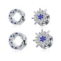 Piercing Tunnel 304 Stainless Steel 2 pieces & with rhinestone silver color Sold By Pair