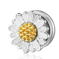 Piercing Tunnel 304 Stainless Steel Chrysamthemum Vacuum Ion Plating fashion jewelry silver color Sold By PC