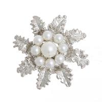 Plastic Pearl Brooch Zinc Alloy with Plastic Pearl plated for woman nickel lead & cadmium free Sold By PC