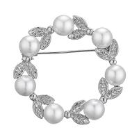 Plastic Pearl Brooch Zinc Alloy with Plastic Pearl plated for woman nickel lead & cadmium free Sold By PC