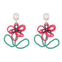 Zinc Alloy Drop Earrings with Seedbead fashion jewelry & for woman & with rhinestone multi-colored Sold By Pair