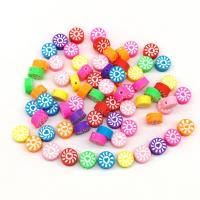 Polymer Clay Gyöngyök, Lapos kerek, DIY, kevert színek, 10x5mm, Kb 50PC-k/Bag, Által értékesített Bag