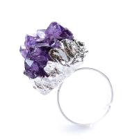 Agate Finger Ring Brass with Ice Quartz Agate irregular plated random style & druzy style nickel lead & cadmium free 15-28mm Sold By PC