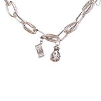 Mosiądz bransoletki, Platerowane w kolorze srebra, biżuteria moda & dla kobiety, srebro, bez zawartości niklu, ołowiu i kadmu, 13x10mm,10x5mm, długość 19.5 cm, sprzedane przez PC