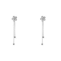 Cubic Zirconia Micro Pave Brass Earring Flower platinum plated micro pave cubic zirconia & for woman nickel lead & cadmium free Sold By Pair
