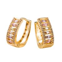 Brass Lever Back Earring 18K gold plated micro pave cubic zirconia & for woman multi-colored Sold By Pair