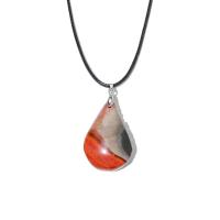 Ocean Agate Necklace with leather cord fashion jewelry & Unisex 30-40mm Length Approx 17.72 Inch Sold By PC