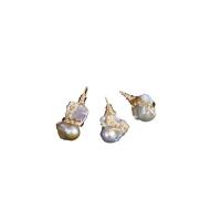 Colgantes de Perlas Freshwater, perla, con metal, Irregular, chapado en color dorado, unisexo, Blanco, 20-40mm, Vendido por UD