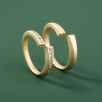 Couple Finger Rings Brass gold color plated Adjustable & micro pave cubic zirconia Sold By PC