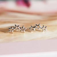 Zinc Alloy Stud Earring Star silver color plated fashion jewelry & for woman & hollow nickel lead & cadmium free Sold By Pair