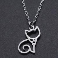 Titanium Steel Necklace Cat Vacuum Ion Plating Unisex & hollow Length Approx 40 cm Sold By Bag
