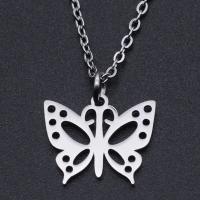 Titanium Steel Necklace Butterfly Vacuum Ion Plating Unisex & hollow Length Approx 40 cm Sold By Bag