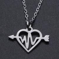 Titanium Steel Necklace Heart Vacuum Ion Plating Unisex & hollow Length Approx 40 cm Sold By Bag