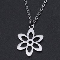 Titanium Steel Necklace Flower Vacuum Ion Plating Unisex & hollow Length Approx 40 cm Sold By Bag