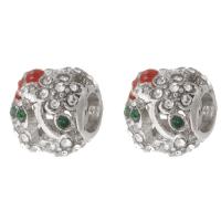 Zinc Alloy European Beads Round silver color plated DIY & enamel & with rhinestone silver color nickel lead & cadmium free Approx 4.5mm Sold By PC
