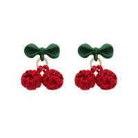 Zinc Alloy Drop Earrings Cherry plated fashion jewelry & for woman red nickel lead & cadmium free Sold By Pair