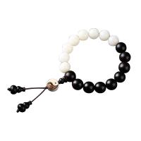Witte Bodhi Armband, met zwarte Sandelhout, Kalebas, handgemaakt, mode sieraden & uniseks & verschillende stijlen voor de keuze, wit en zwart, 12mm, Verkocht door PC