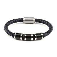 Cowhide Bracelet with 316L Stainless Steel plated braided bracelet & for man Sold By PC