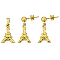 Stainless Steel smycken Ställer, hänge & örhänge, 316 rostfritt stål, 2 stycken & mode smycken & för kvinna, gyllene, 10Satser/Lot, Säljs av Lot