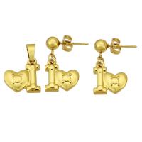 Stainless Steel smycken Ställer, hänge & örhänge, 316 rostfritt stål, 2 stycken & mode smycken & för kvinna, gyllene, 12x13x3mm, 10Satser/Lot, Säljs av Lot