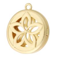Fashion Locket Pendants Zinc Alloy Round gold color plated DIY golden nickel lead & cadmium free Approx 2mm Sold By PC