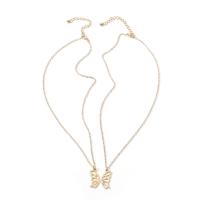 Zinc Alloy Jewelry Necklace with 7cm extender chain Butterfly gold color plated 2 pieces & fashion jewelry & for woman golden nickel lead & cadmium free Length 45 cm Sold By Set
